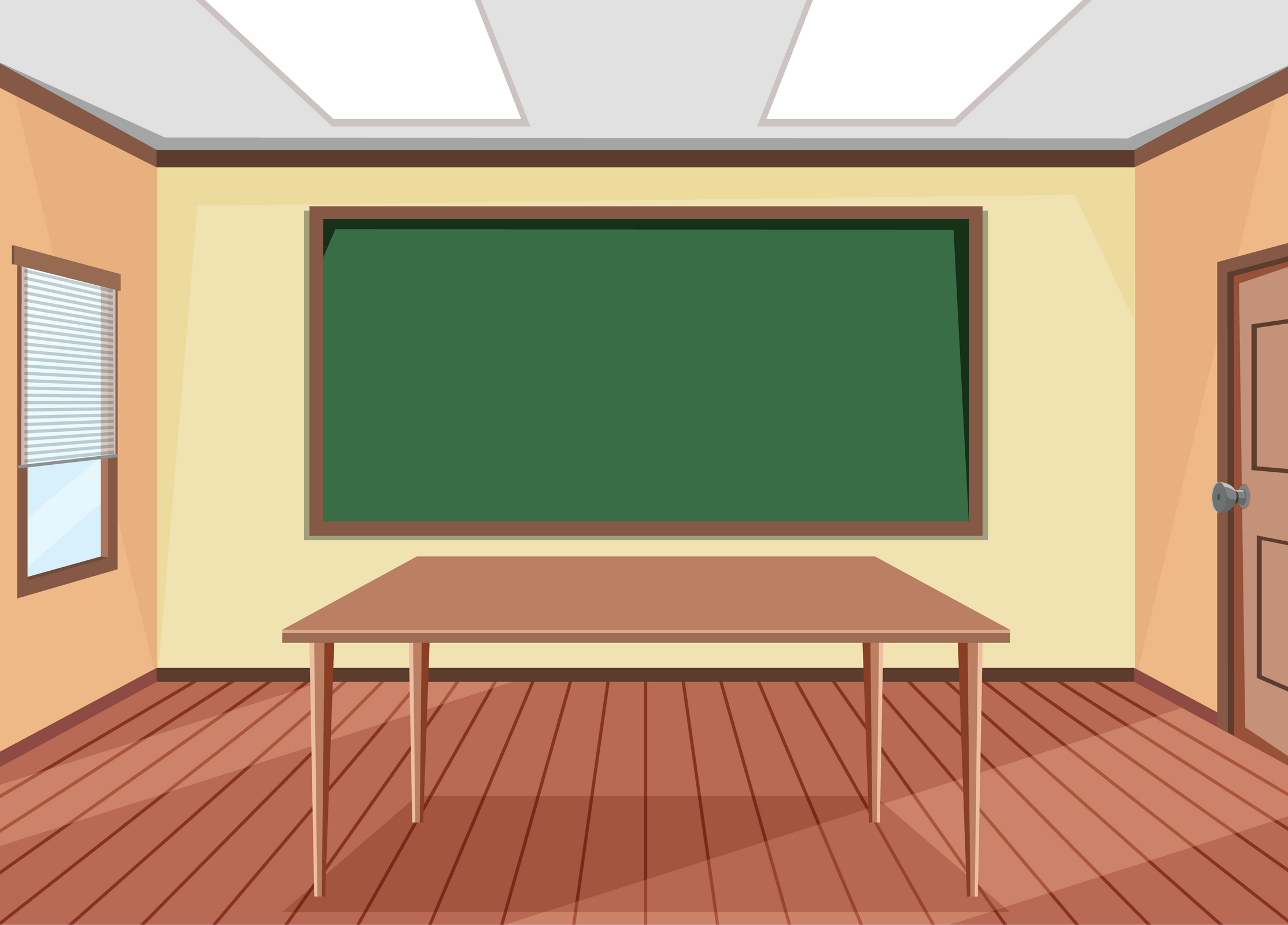 Empty classroom interior design with blackboard